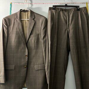 Ralph Ralph Lauren Gray Windowpane Suit 42L 36x30 100% wool.